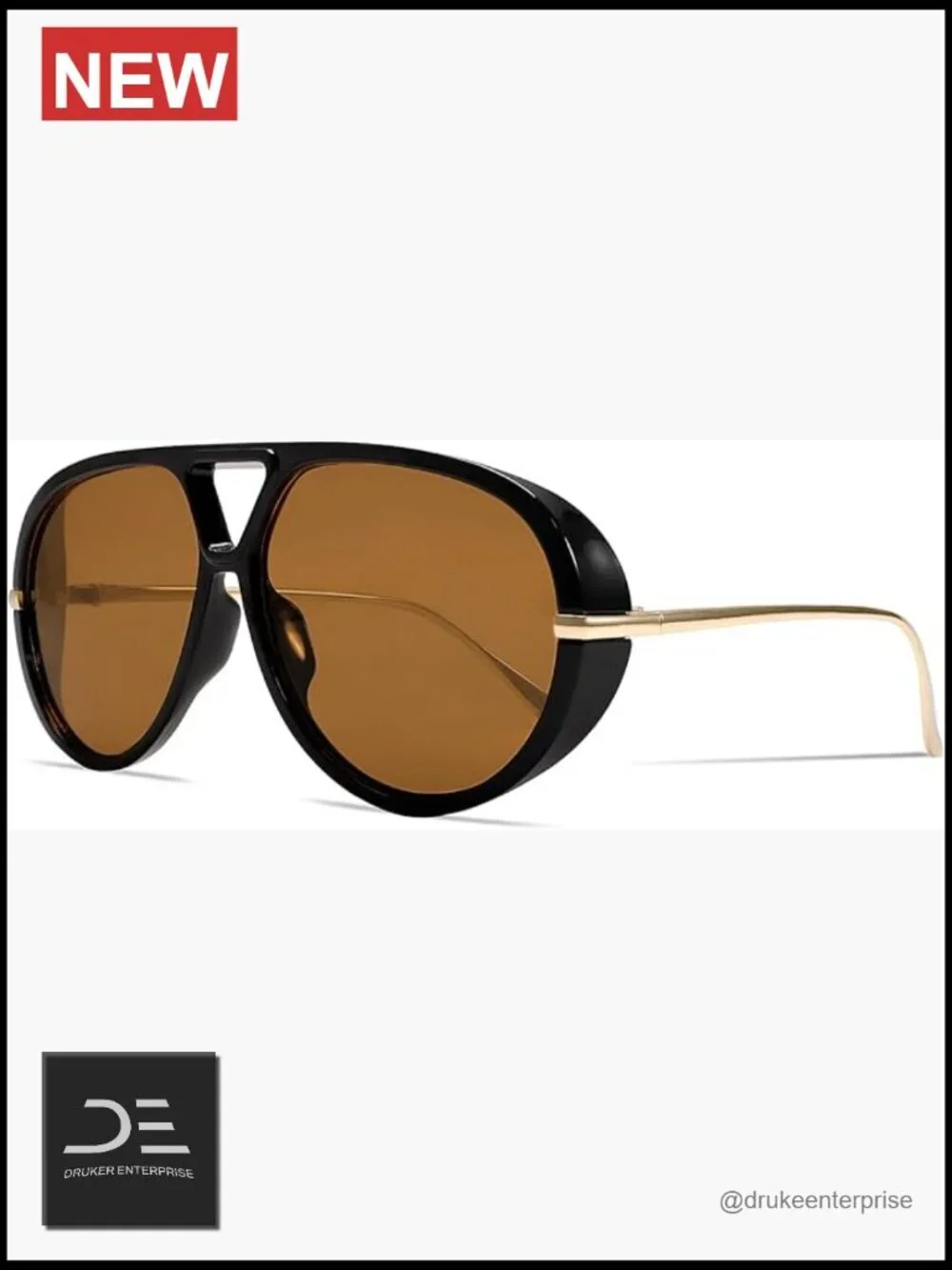 Retro Gold Oversized Aviator Sunglasses Metal Frame UV Protection